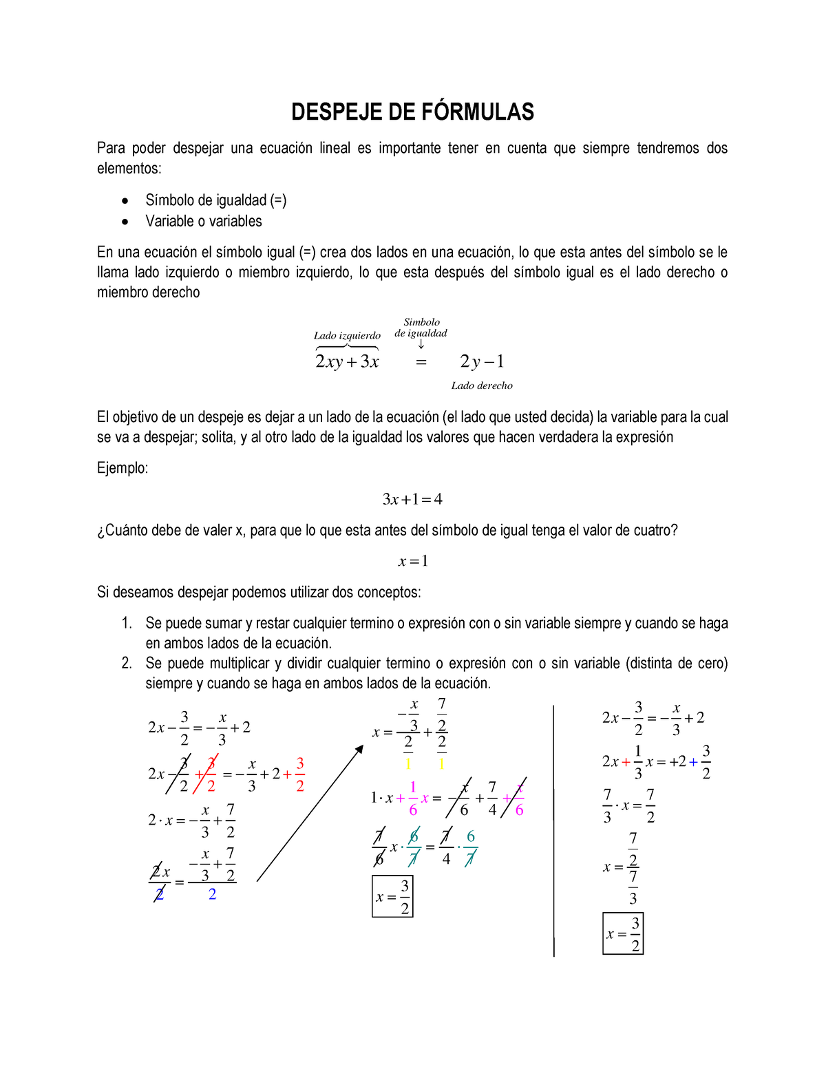 Clase 08 - Despeje De Fórmulas - DESPEJE DE F”RMULAS Para Poder ...