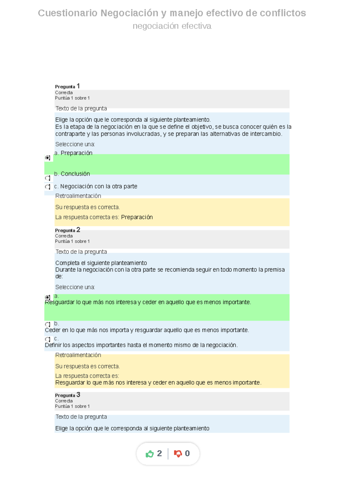 Cuestionario Negociacion Y Manejo Efectivo De Conflictos - Cuestionario ...