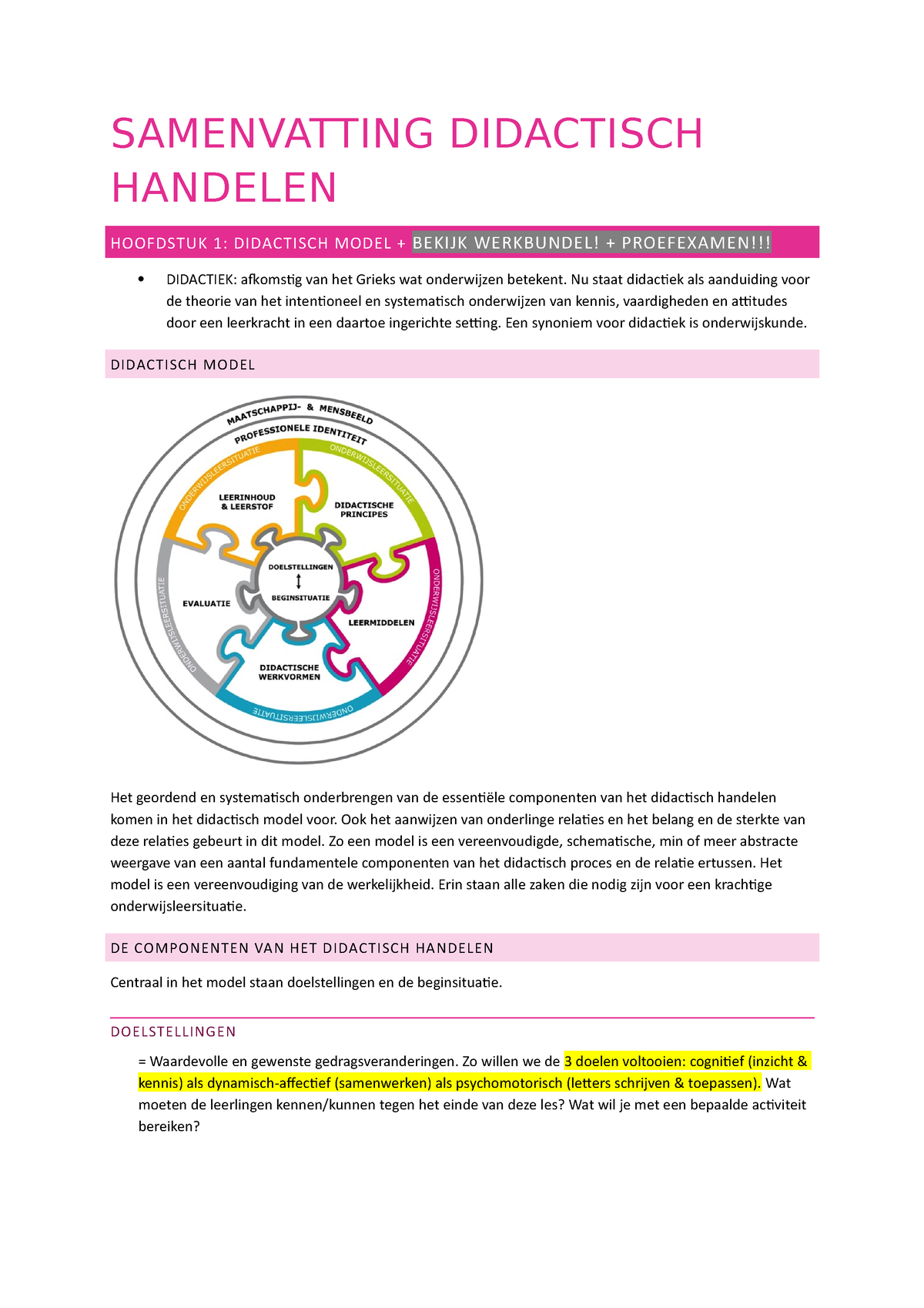 A Samenvatting Didactisch Handelen - SAMENVATTING DIDACTISCH HANDELEN ...