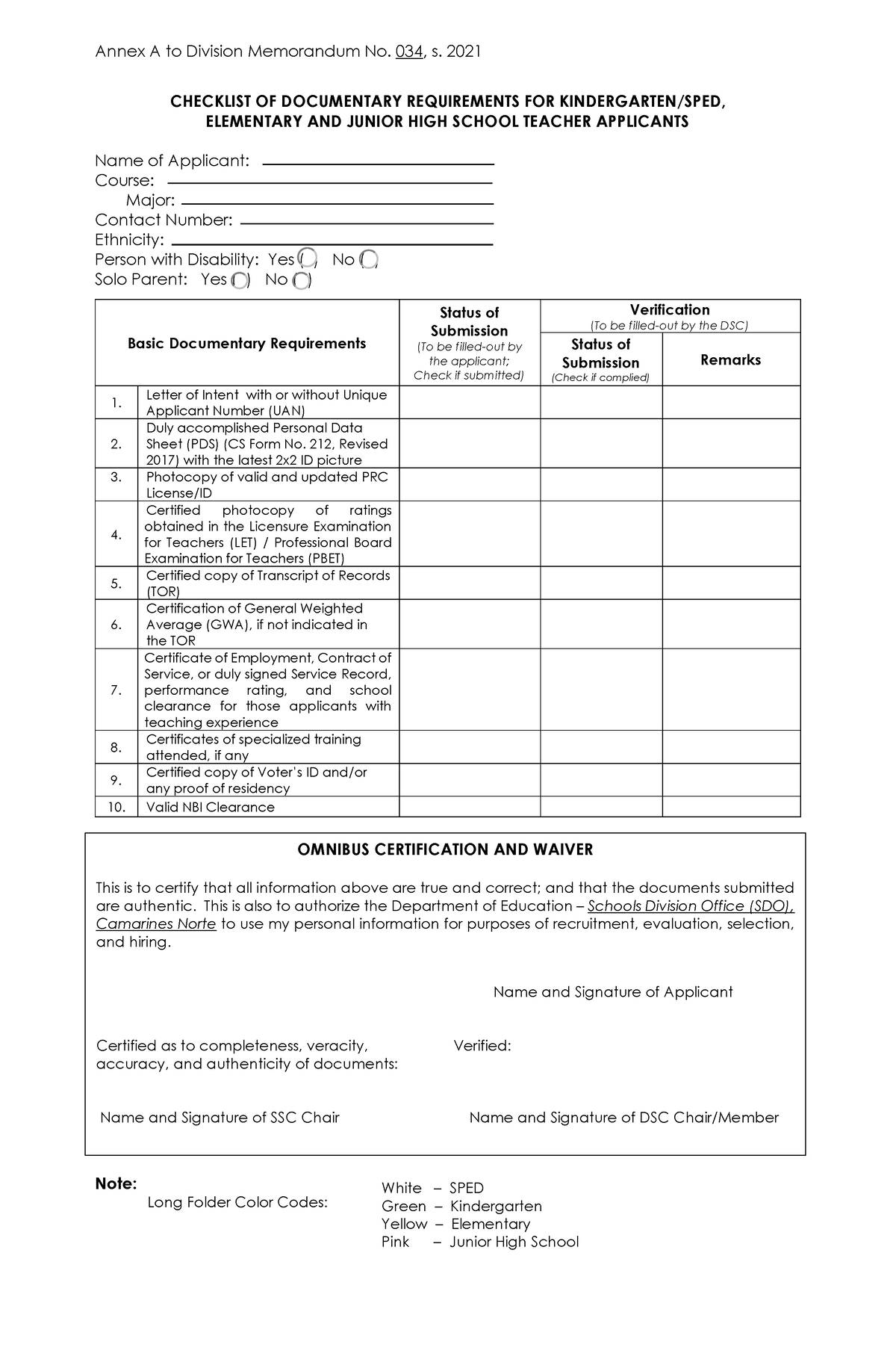 Omnibus Teaching Digital Form 0 - Annex A to Division Memorandum No ...