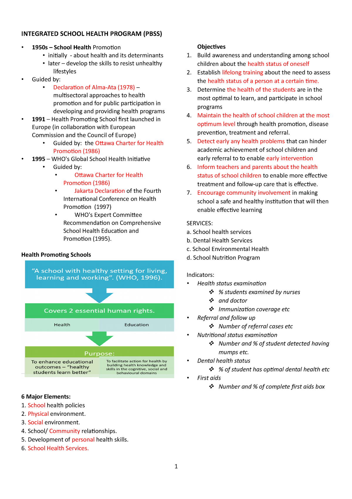 Integrated School Health Policy