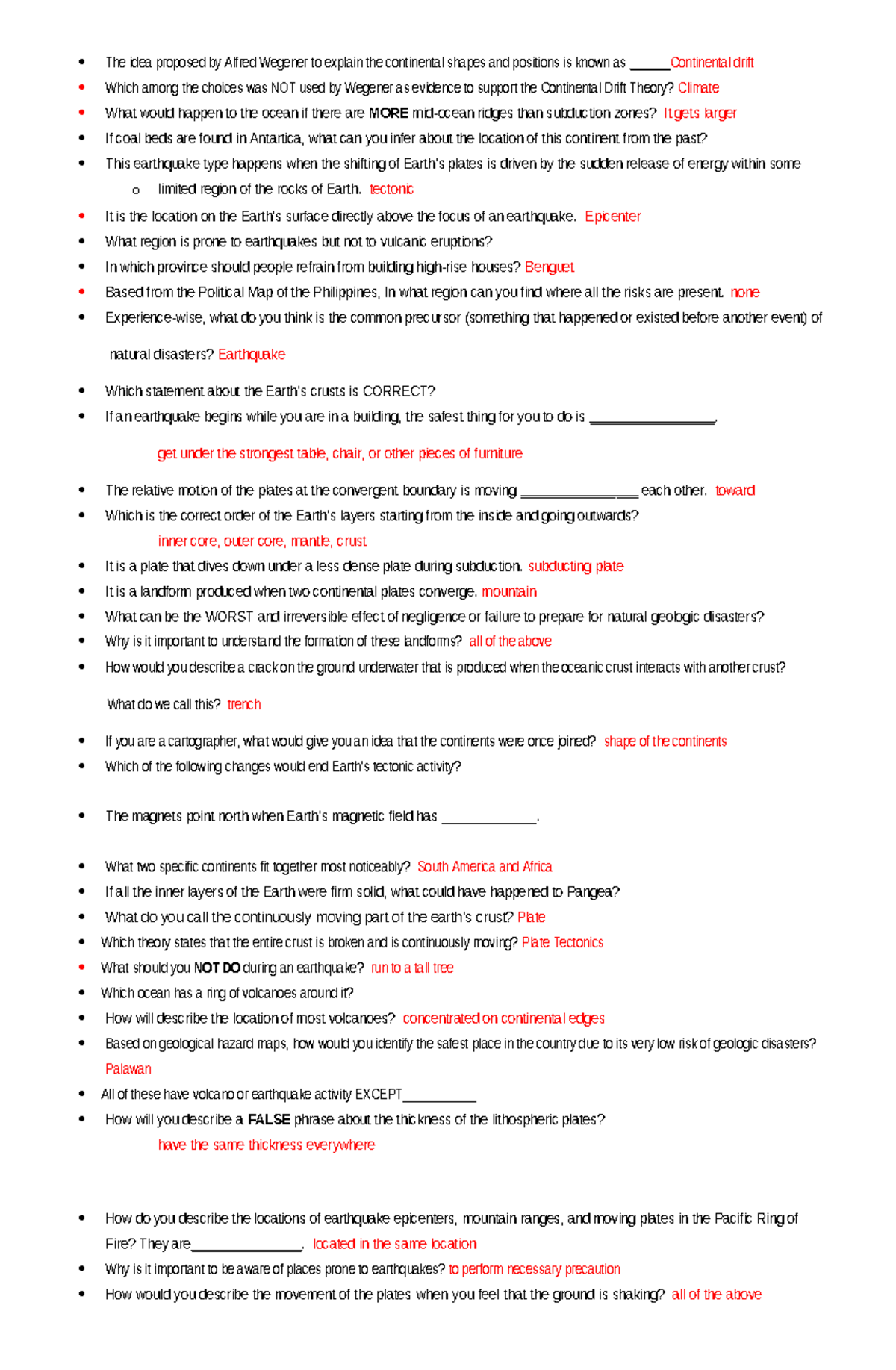 Grade-10-Reviewer - Ftwikwmee - The idea proposed by Alfred Wegener to ...