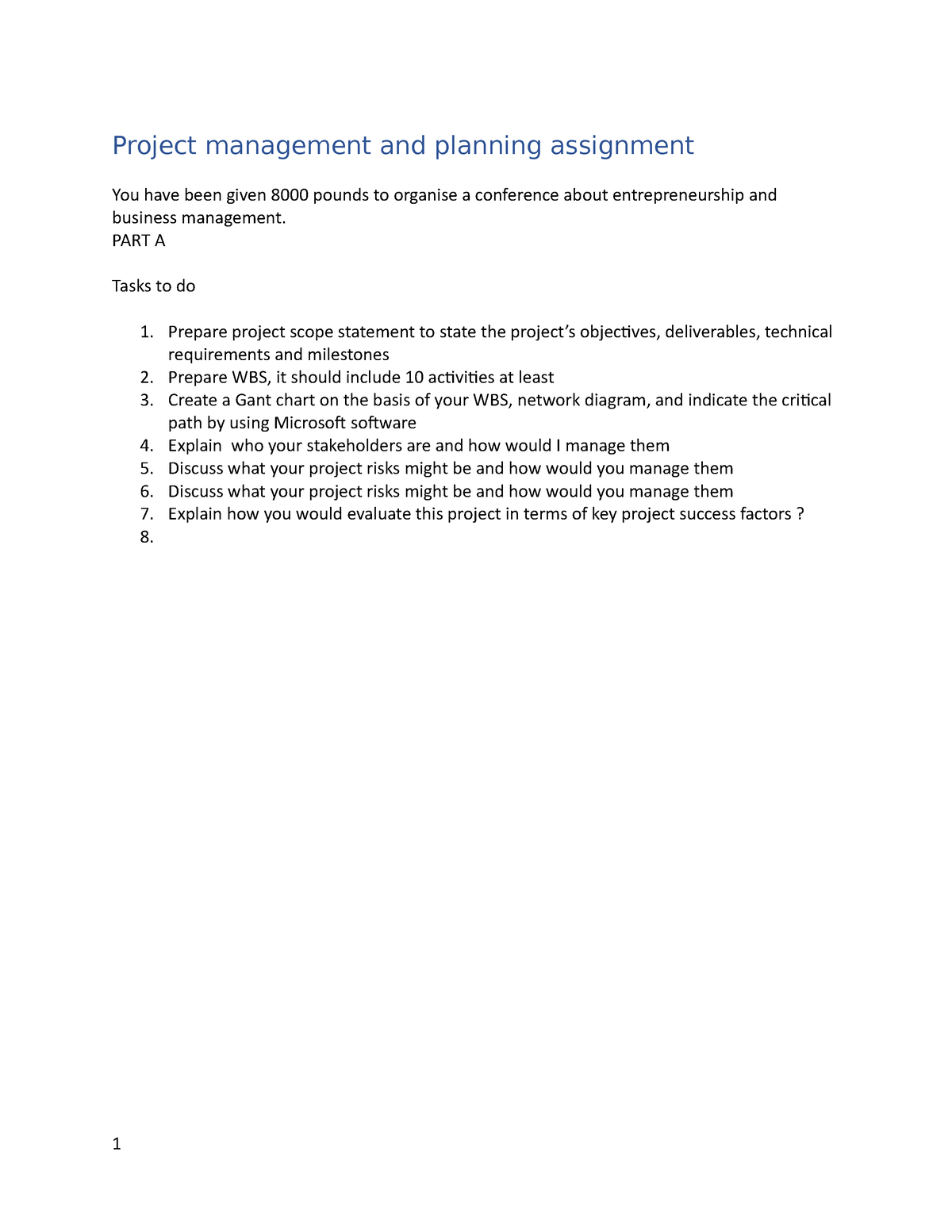 project scope management assignment