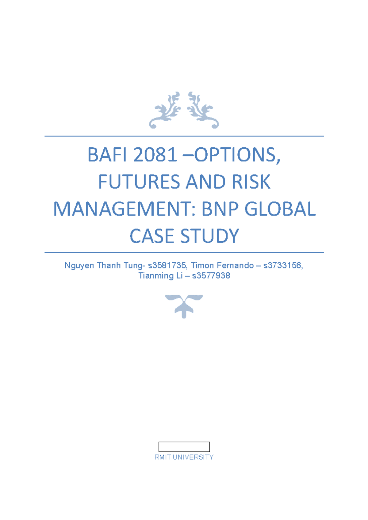 options futures and risk management assignment