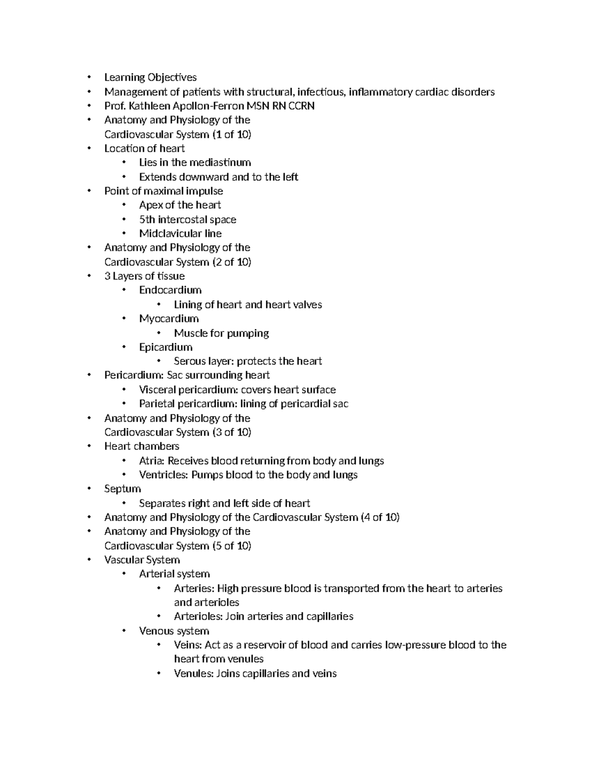 Pericarditis - Med surg 2 - Learning Objectives Management of patients ...