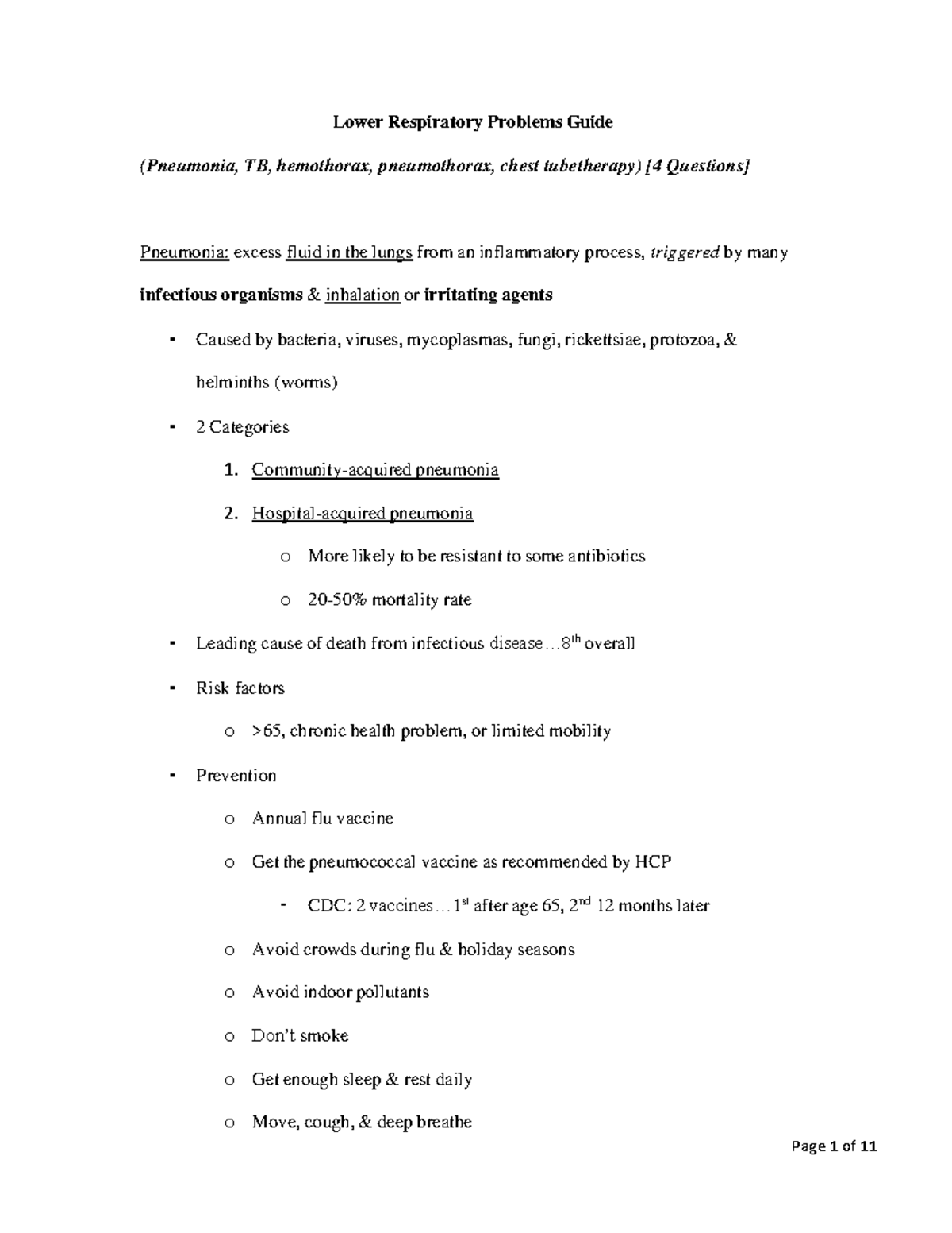 Lower Respiratory Problems Guide Lower Respiratory Problems Guide