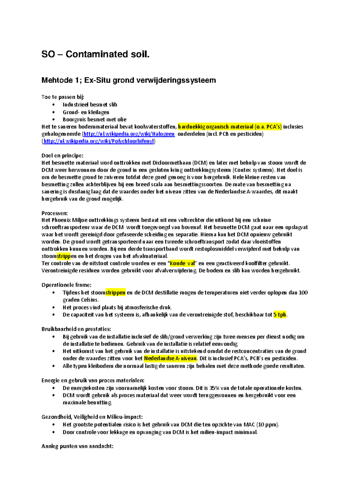 Vertaalde Sanerings Methodes Samenvatting Milieu 2 Studeersnel