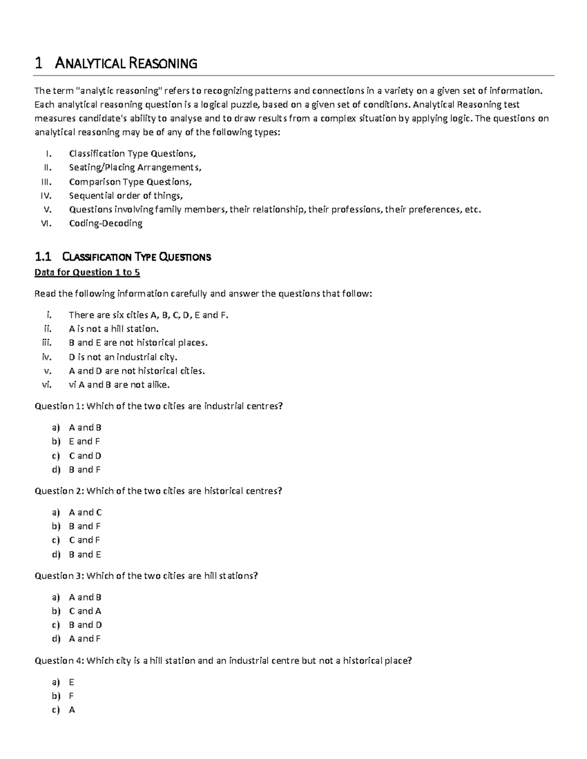 Analytical Reasoning - 1 ANALYTICAL REASONING The Term "analytic ...