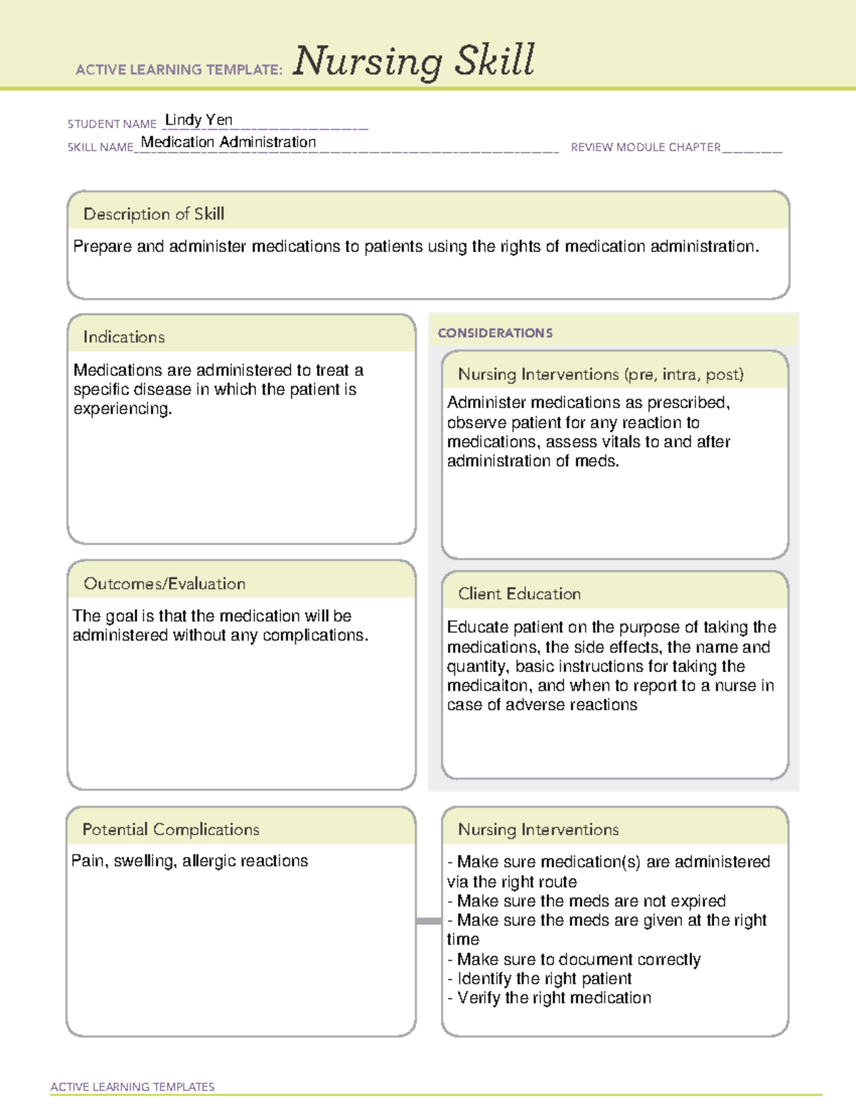 Nursing Skill blank - template - ACTIVE LEARNING TEMPLATES Nursing ...