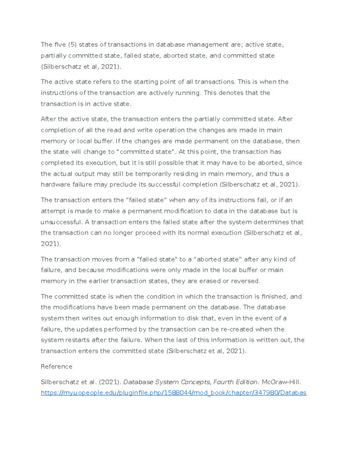 Discussion Week 2 - Written Assignment of Databases 2 - The five (5 ...