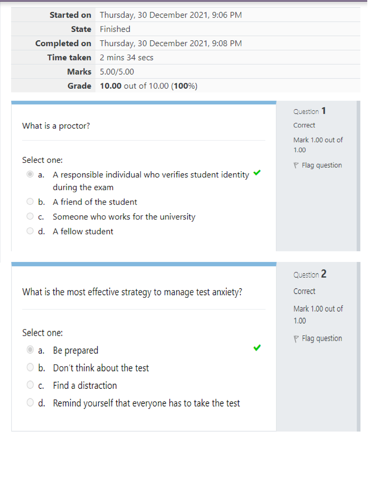 Self-Quiz Unit 8 - UNIV 1001 -AY2022-T2 - Studocu