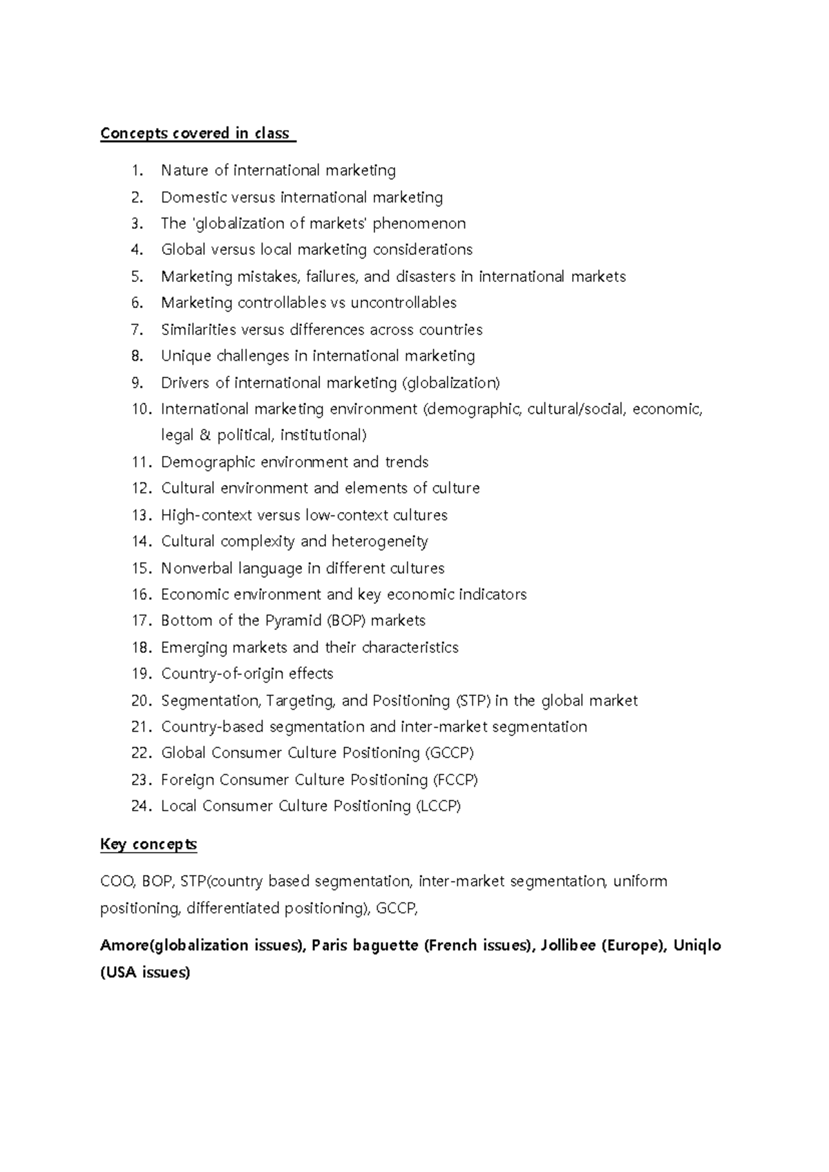 Mid term preparation assignment - Concepts covered in class 1. Nature ...