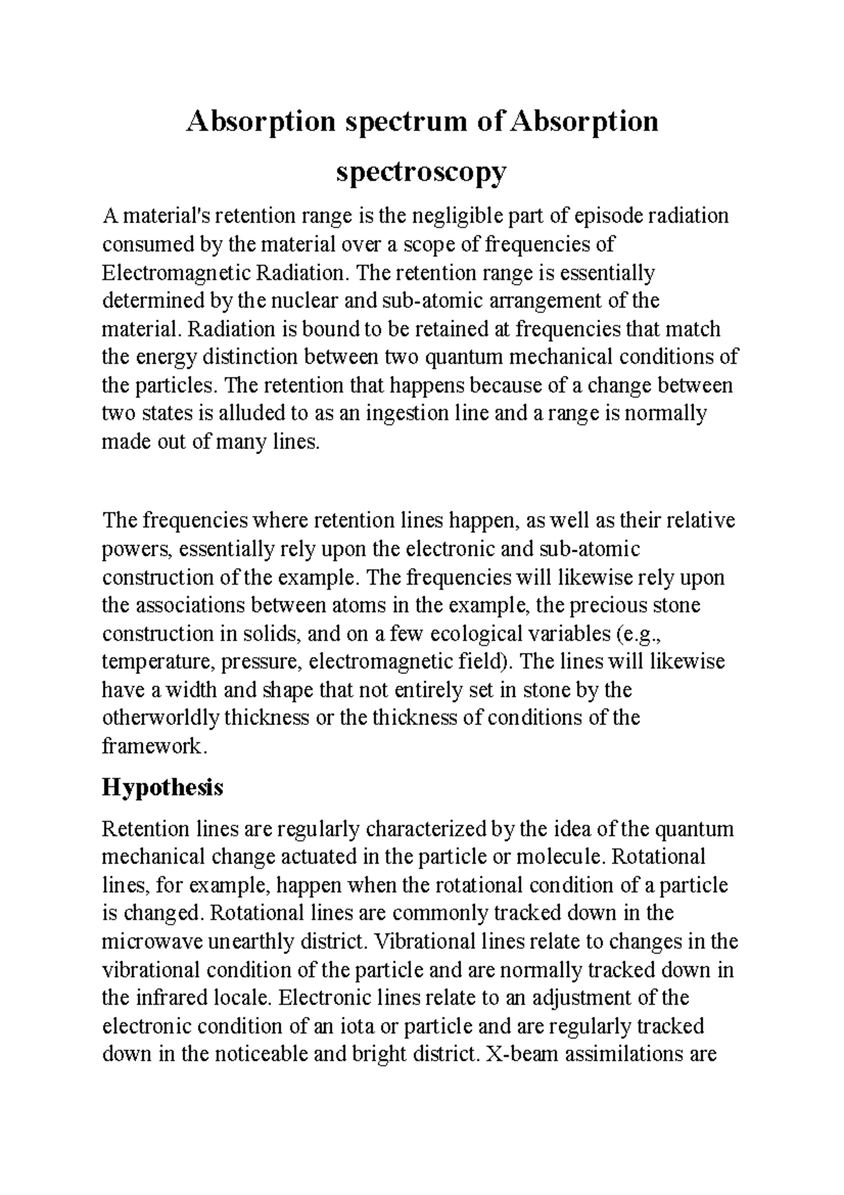 Absorption spectrum of Absorption Absorption spectrum of Absorption