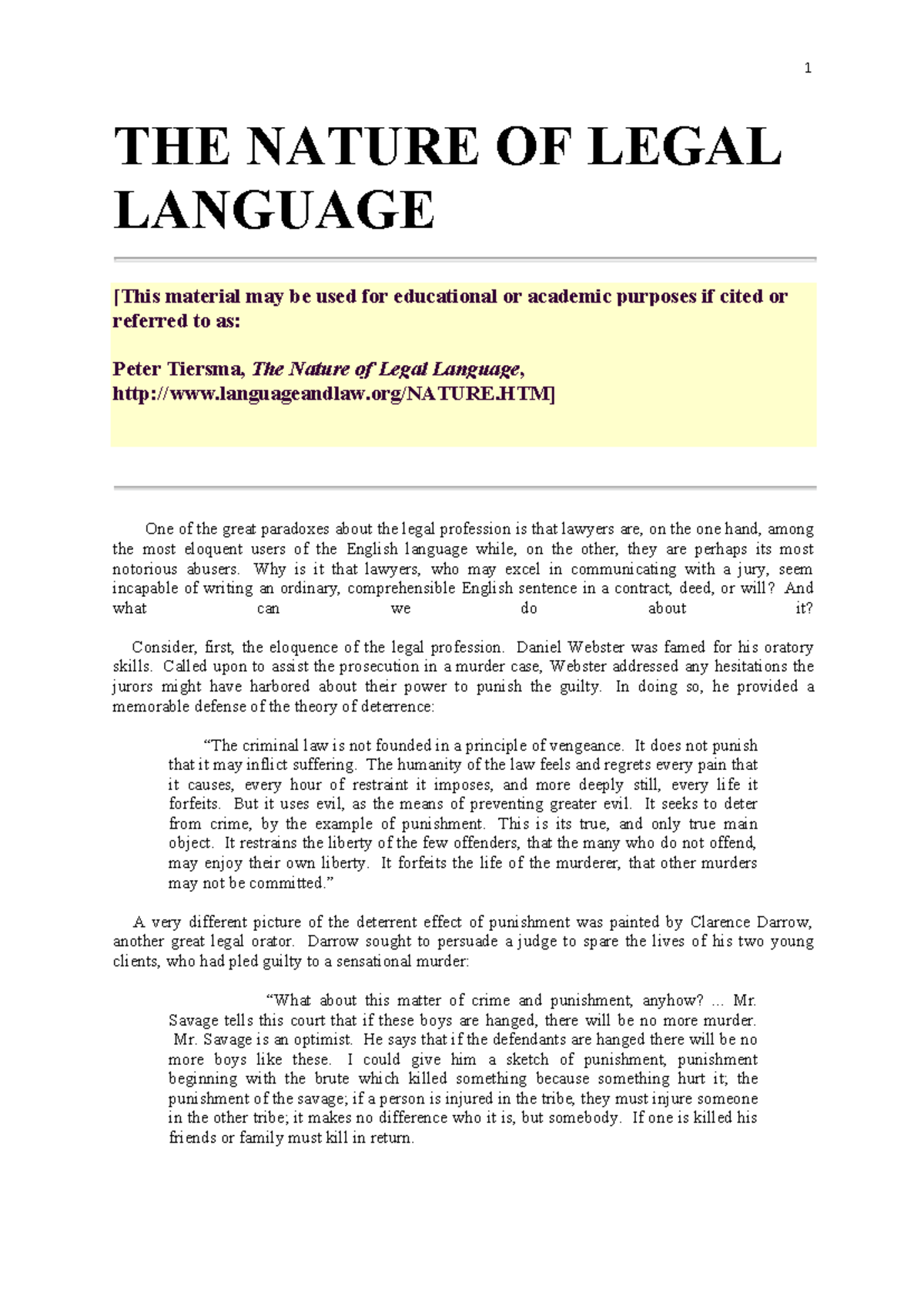 The Nature of Legal Language - THE NATURE OF LEGAL LANGUAGE [This ...