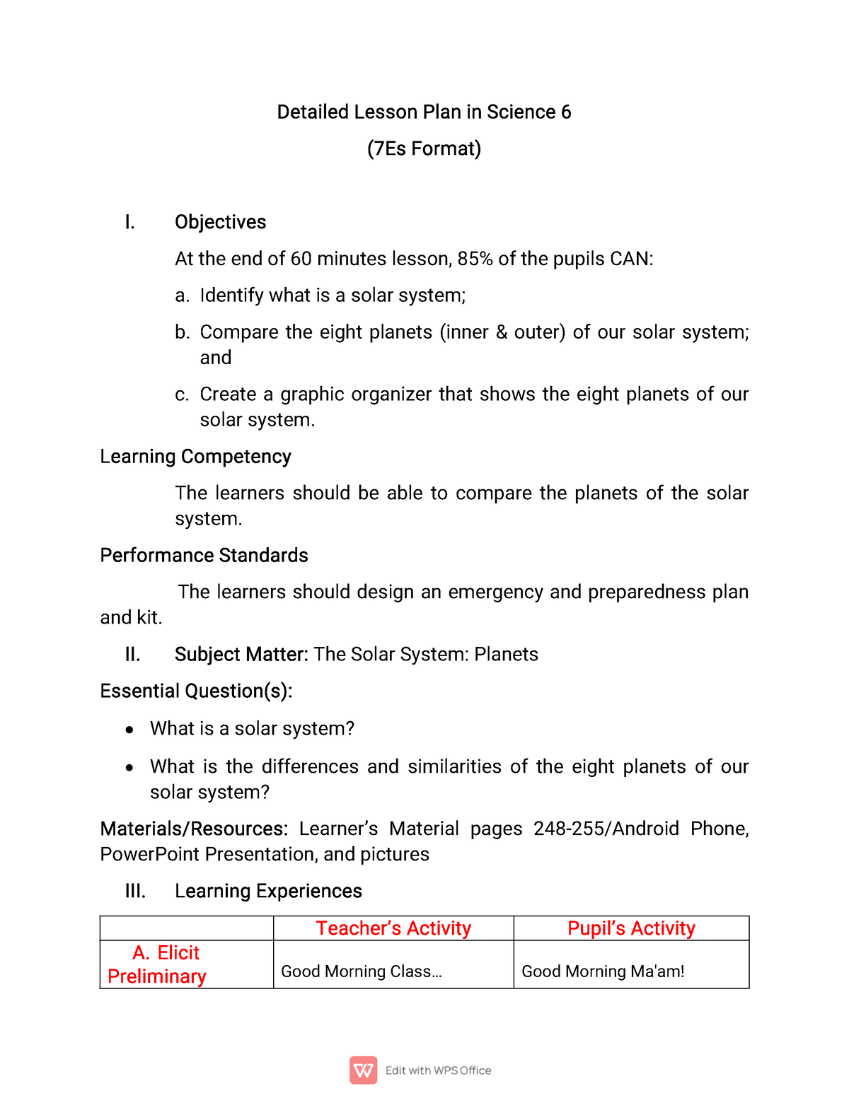 A Detailed 7E's Lesson Plan For Science (Workshop Session) - D E T A I ...