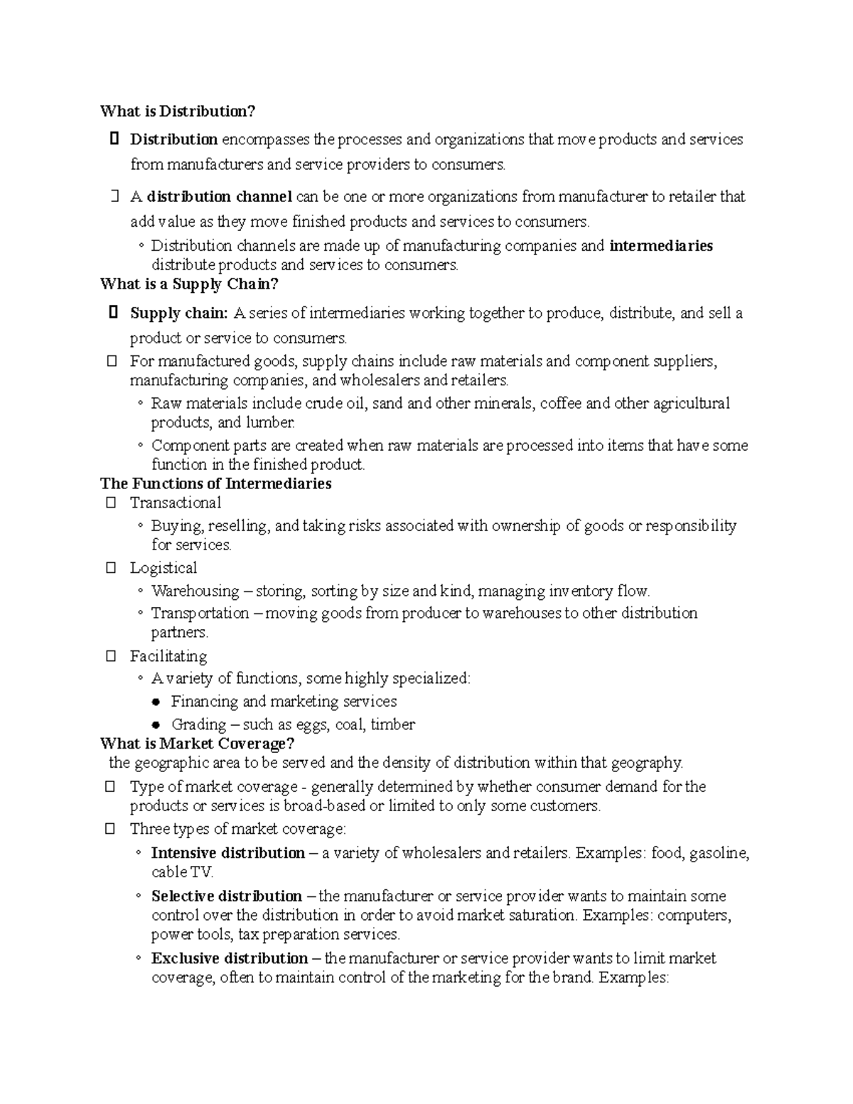 mkt315-ch-8-lecture-notes-what-is-distribution-distribution