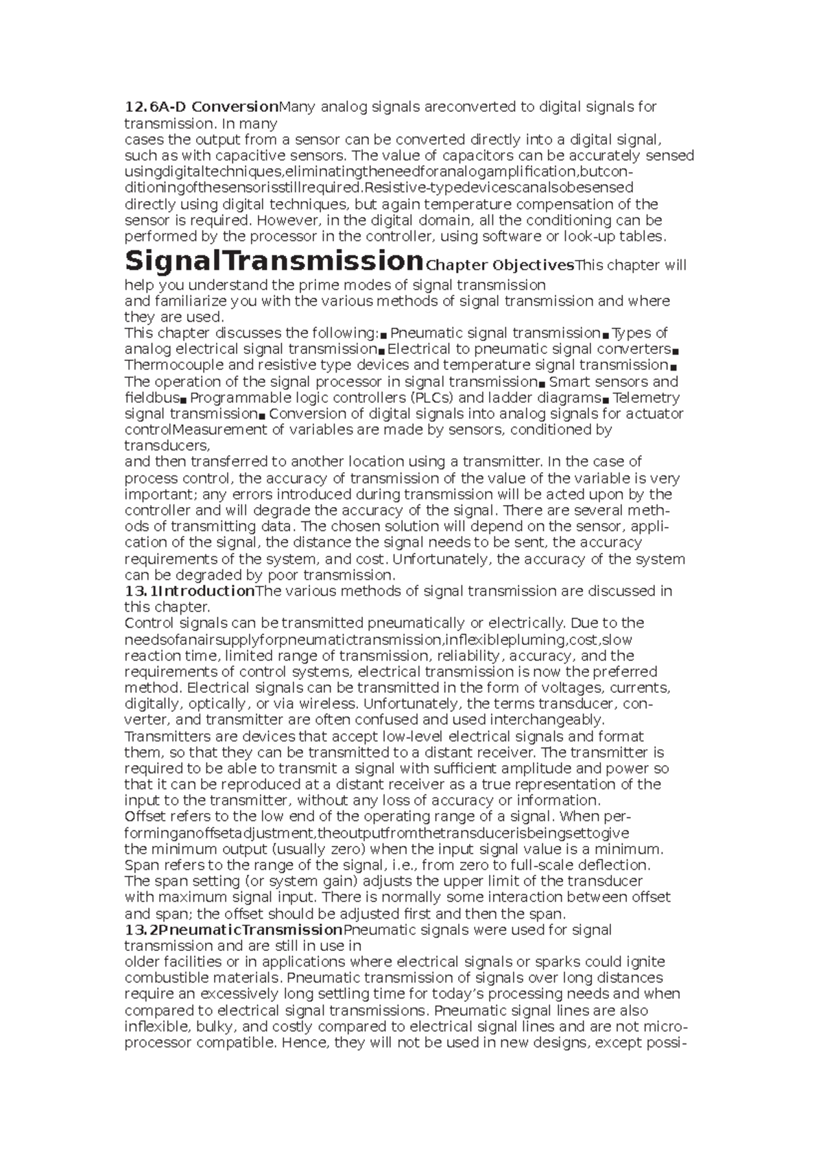 Process control applications 124 - 12-D ConversionMany analog signals ...
