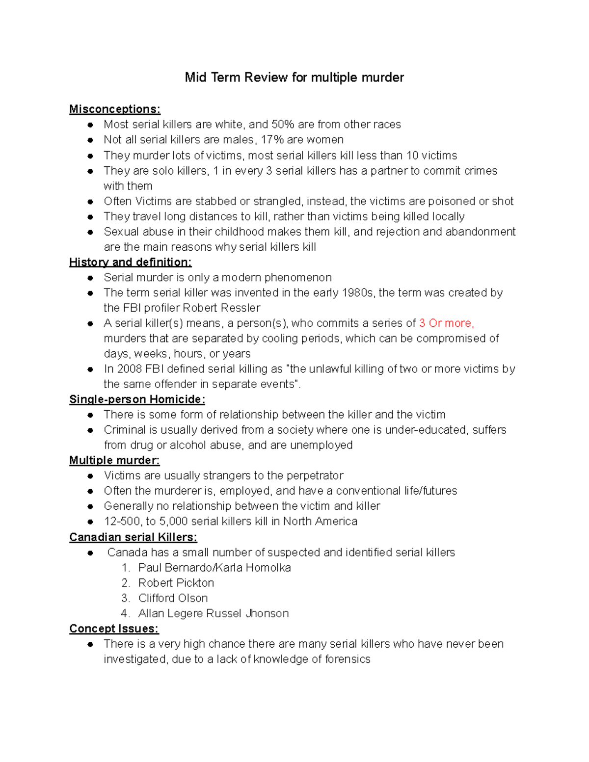 Mid Term Review for multiple murder - Mid Term Review for multiple ...