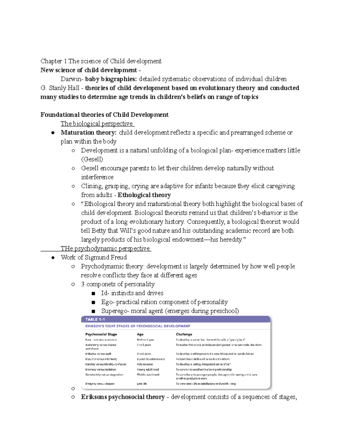 Unit 1 Notes - Child Theorists - Chapter 1 The Science Of Child ...