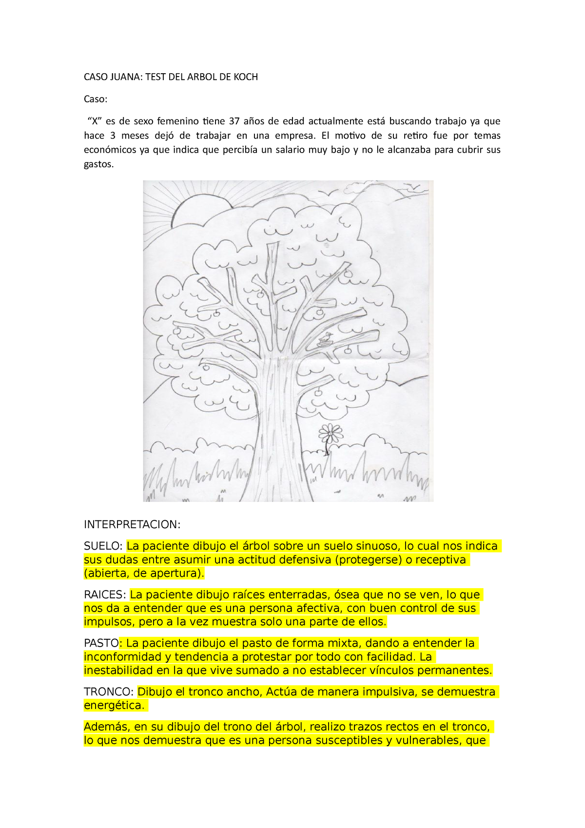 Caso 1 Test Del Arbol Koch Juana Caso Juana Test Del Arbol De Koch Caso “x” Es De Sexo 3753