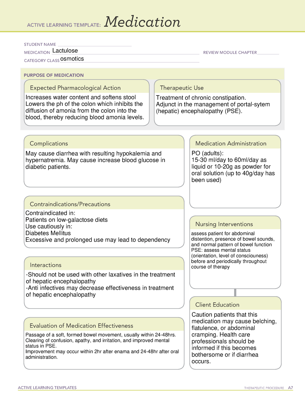 Lactulose clinical work ACTIVE LEARNING TEMPLATES THERAPEUTIC
