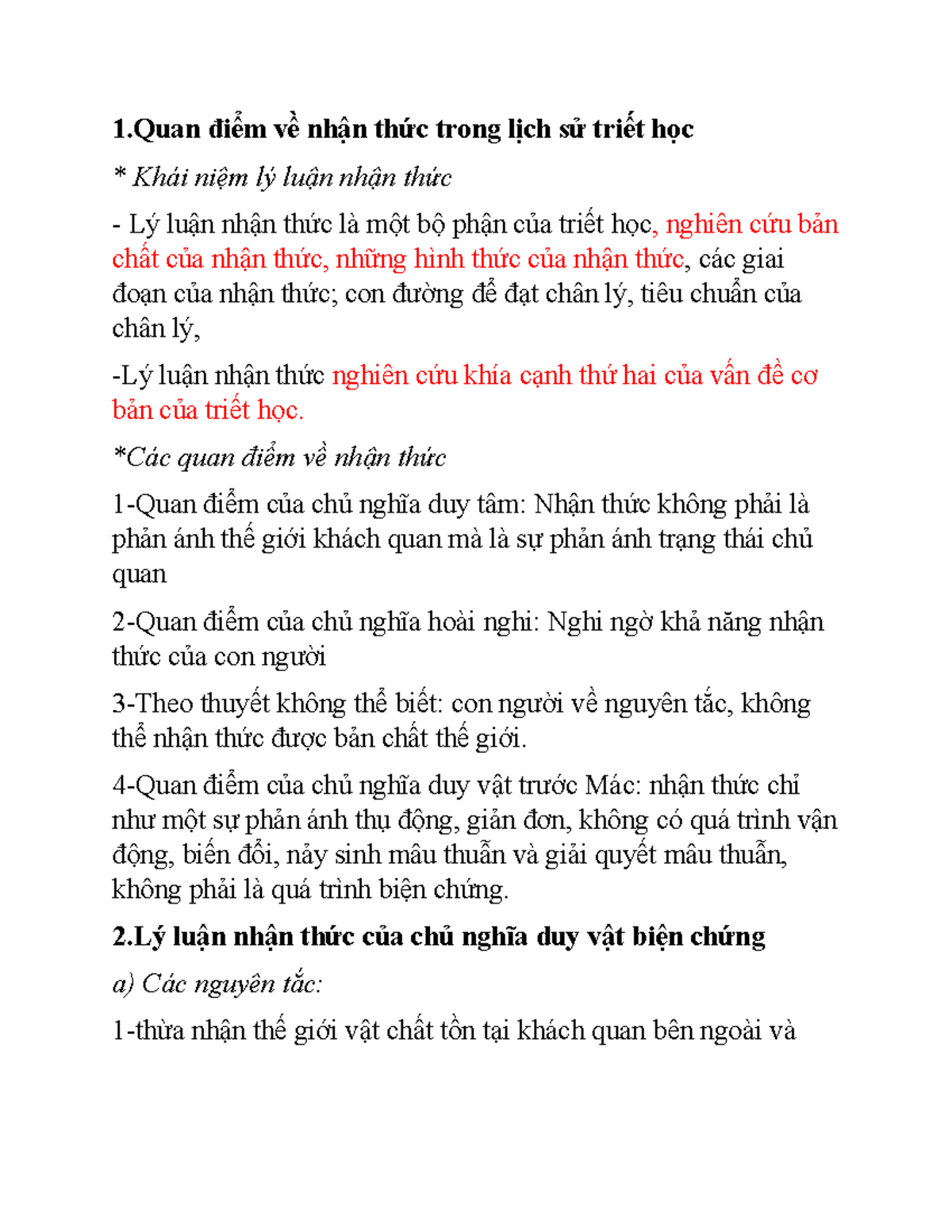 Lý luận nhận thức - 1 điểm về nhận thức trong lịch sử triết học Khái ...