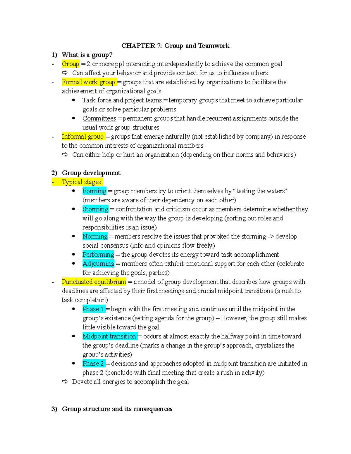 Chapter #7 - CHAPTER 7: Group And Teamwork What Is A Group? Group = 2 ...