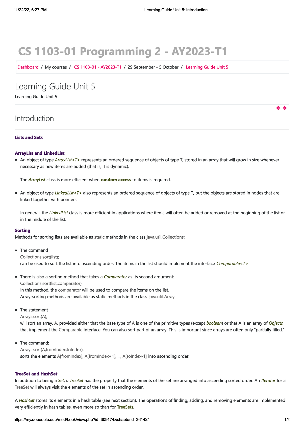 CS 1103 - Programming 2-intro-u5 - CS 1103 - Studocu