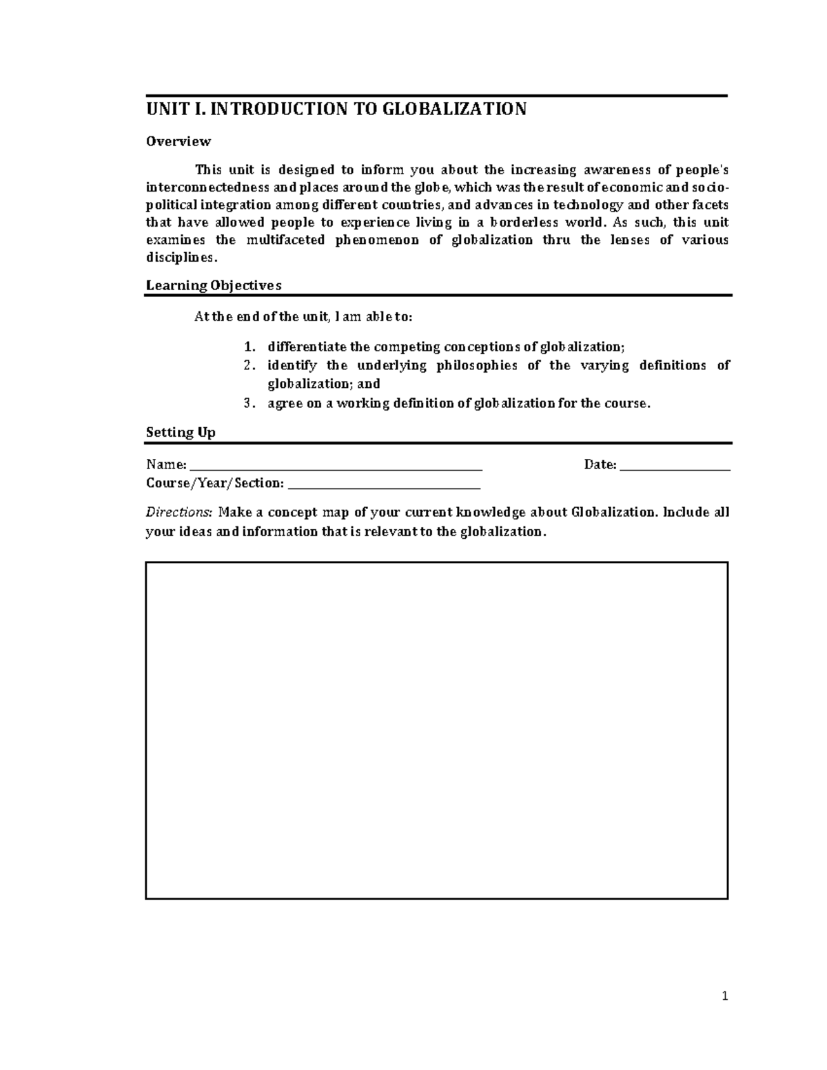 THE Contemporary World GE 3 Module Final - UNIT I. INTRODUCTION TO ...