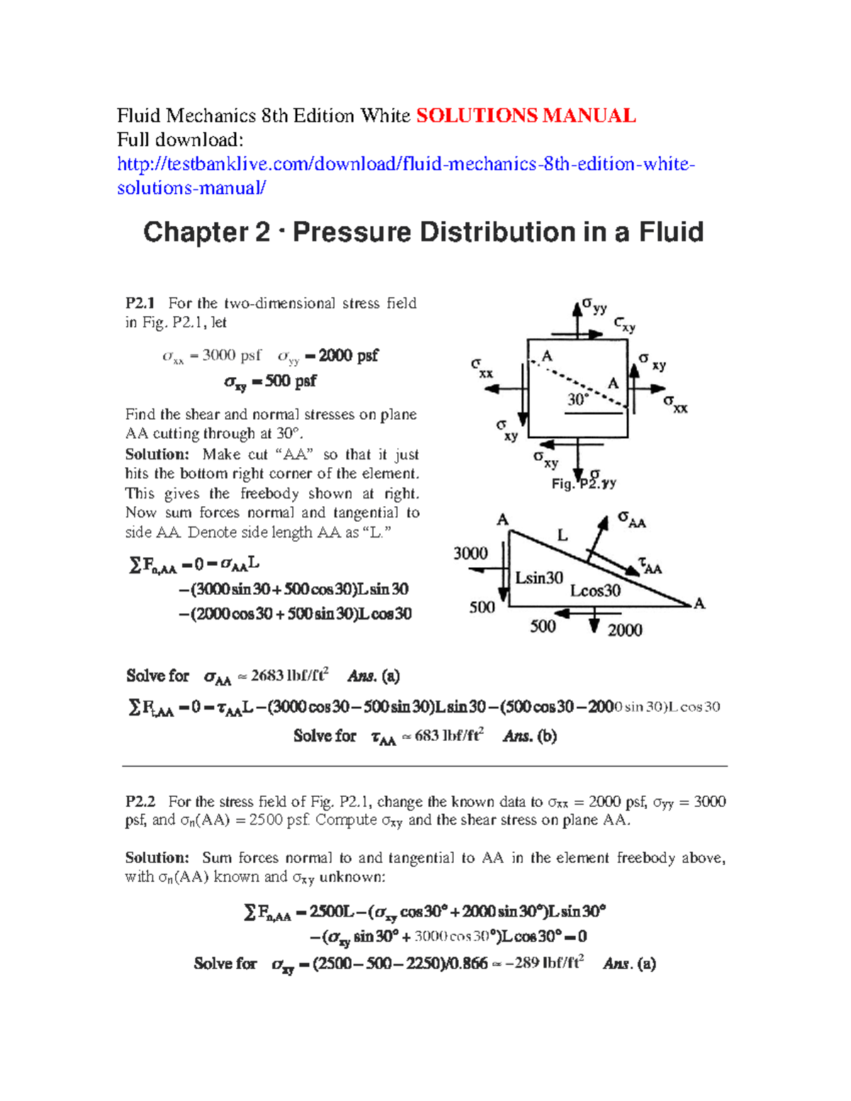 Frank White 유체역학 8판 - Fluid Mechanics 8th Edition White SOLUTIONS ...