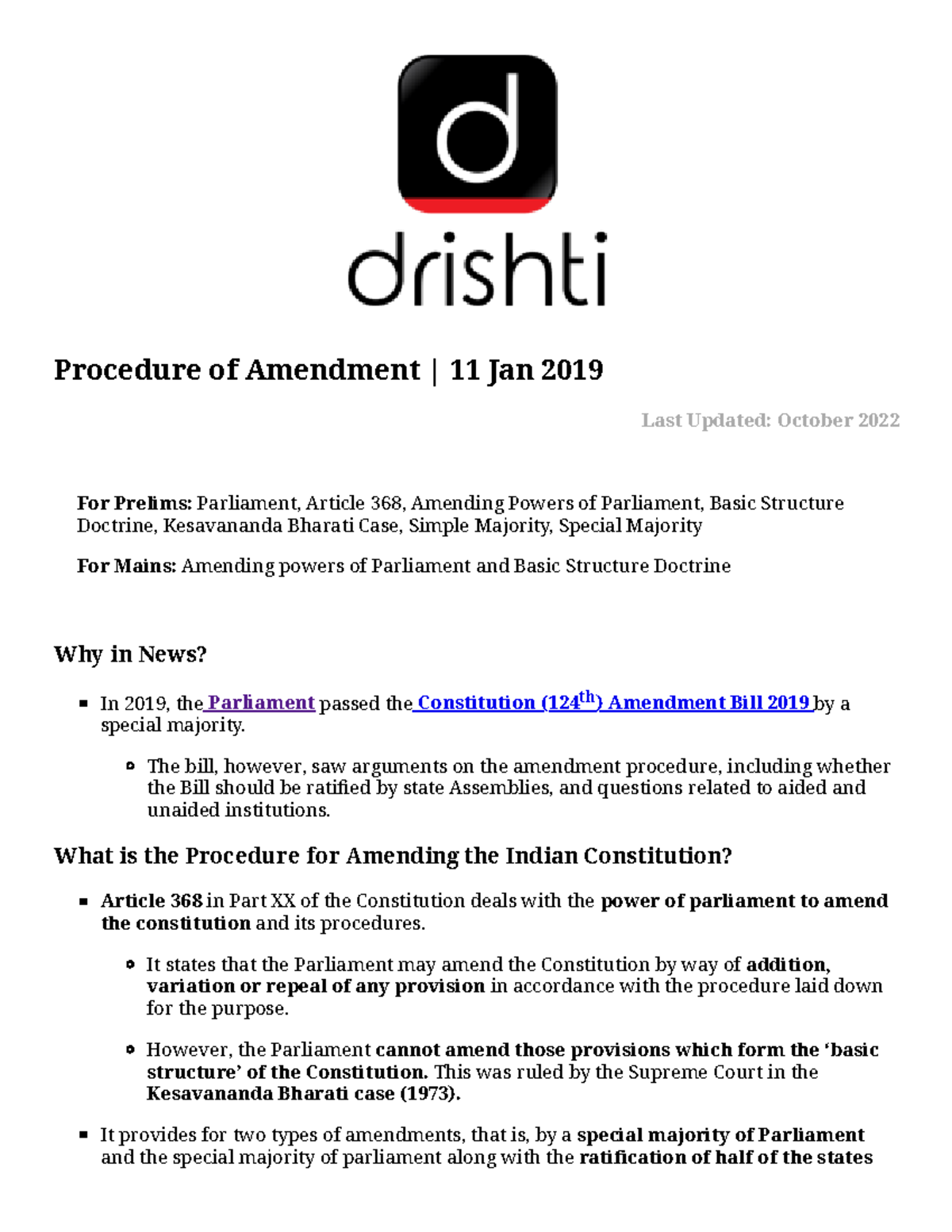 Curated visual reference: Gallery Detail: Drishtiias Summary Llb 3Ydc General Procedure Of Amendment