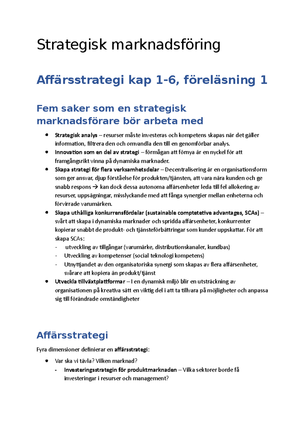 Strategisk Marknadsföring - Strategisk Marknadsföring Affärsstrategi ...