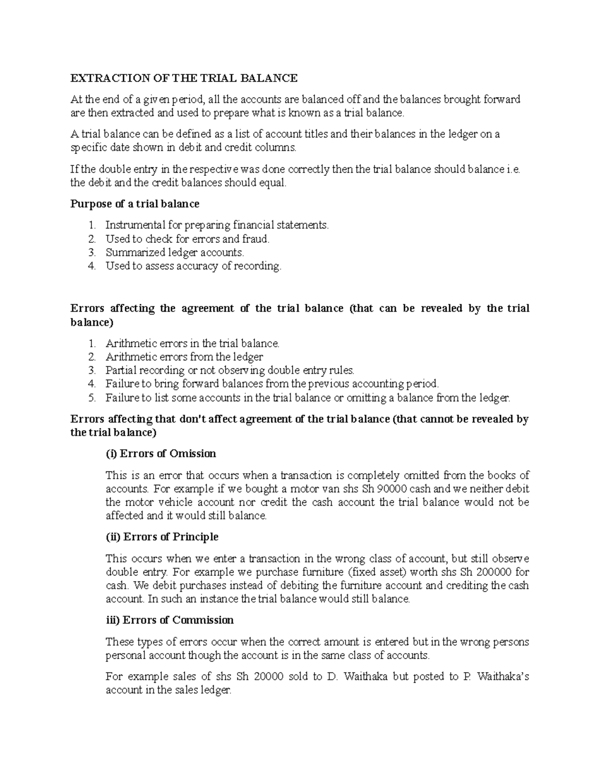 Extraction OF THE Trial Balance - EXTRACTION OF THE TRIAL BALANCE At ...