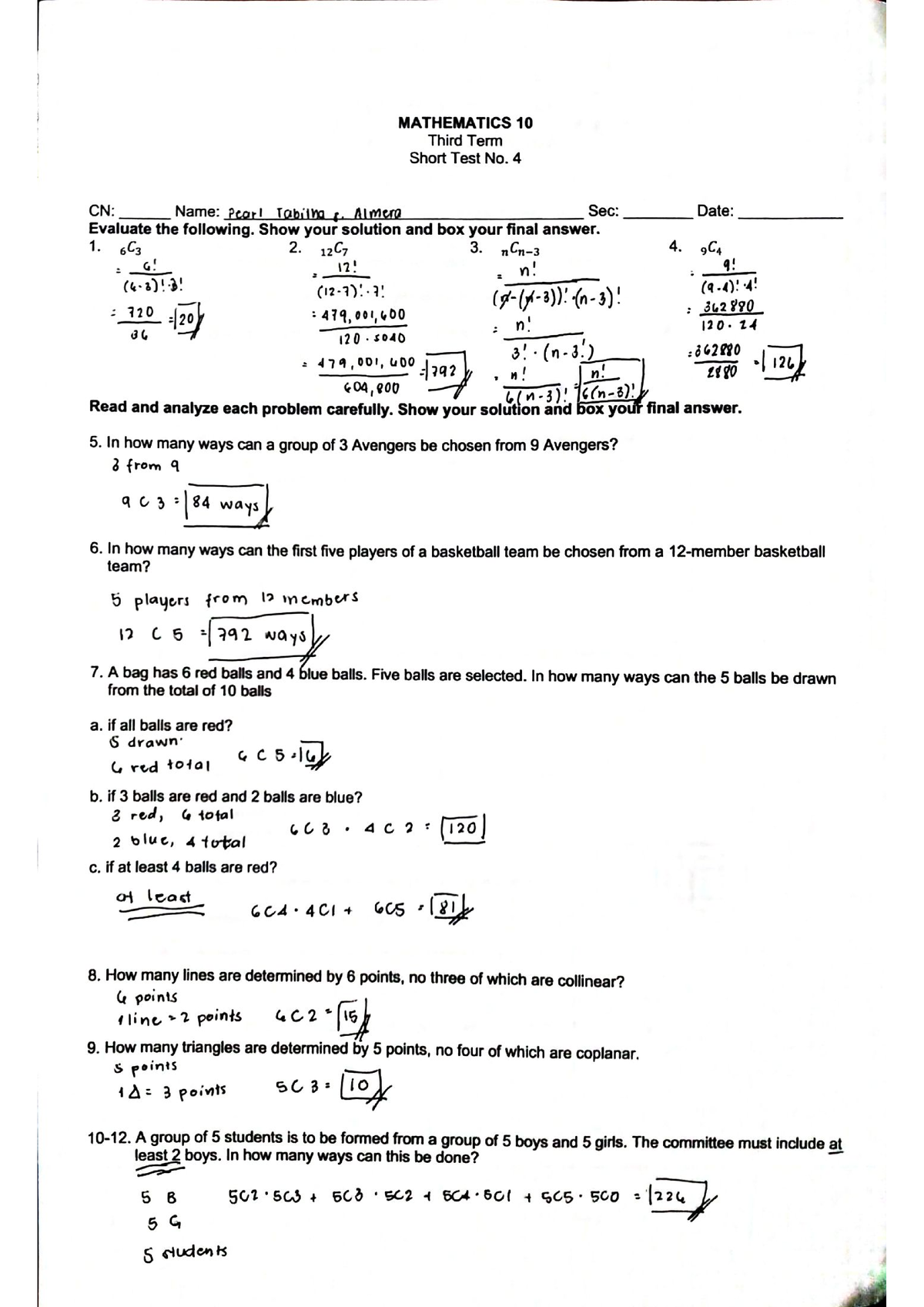 Stats 10 Short Test 3 - Assignment with solutions and answers - Basic ...