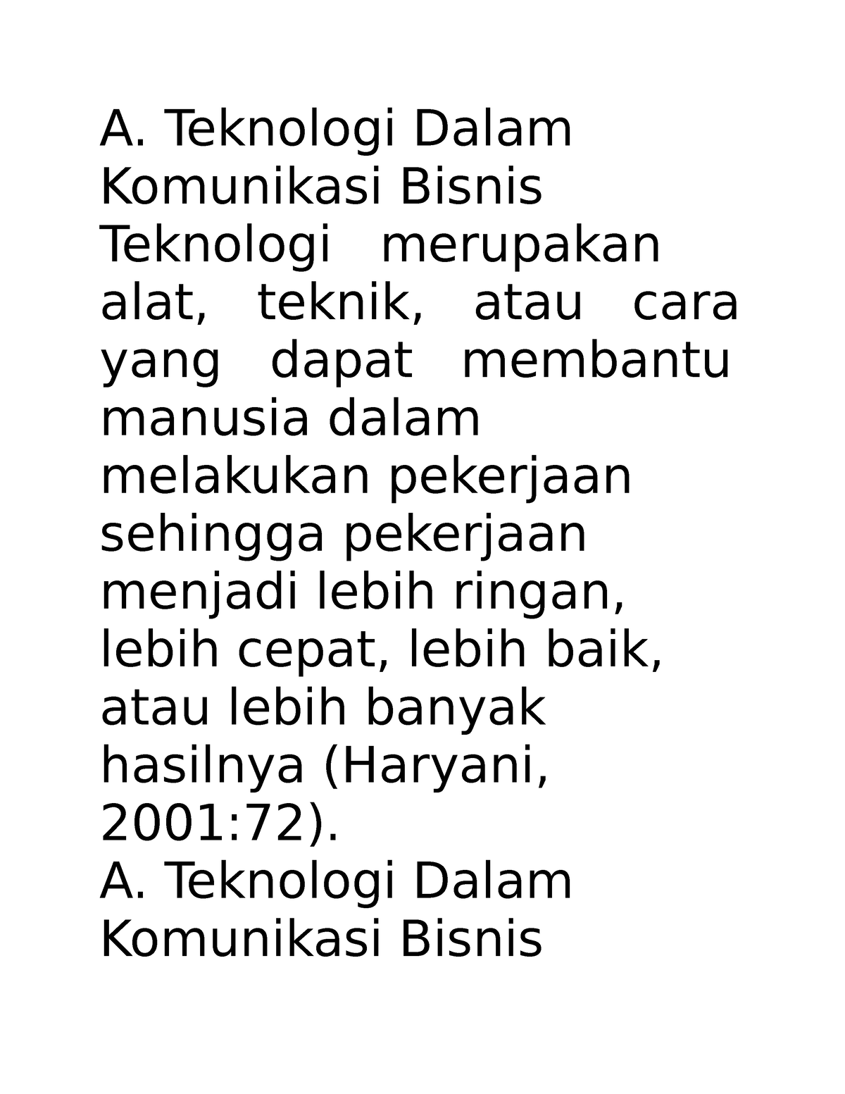 1 Tugas Kombis 3 - Komunikasi Bisnis - A. Teknologi Dalam Komunikasi ...