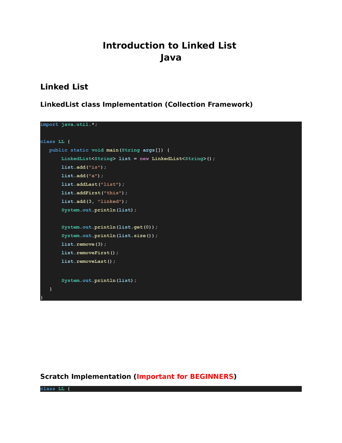 Java - Introduction To Linked List - Introduction To Linked List Java ...