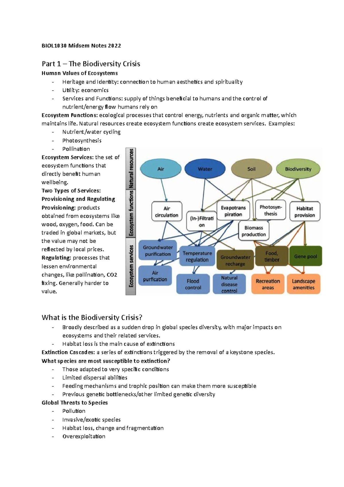 BIOL1030 Midsem Notes 2022 - BIOL1030 Midsem Notes 2022 Part 1 – The ...