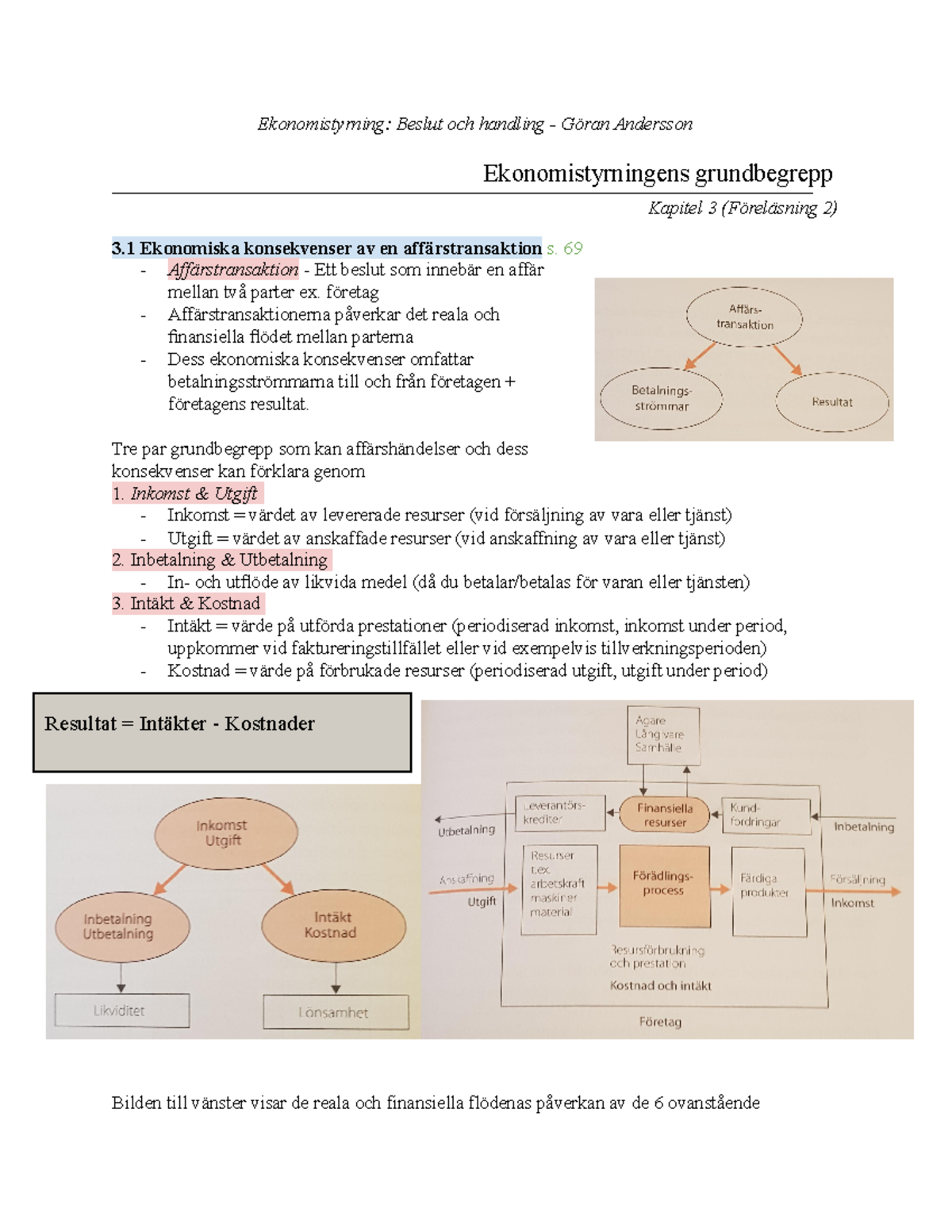 Ekonomistyrning Kapitel 3 - Ekonomistyrning: Beslut Och Handling ...