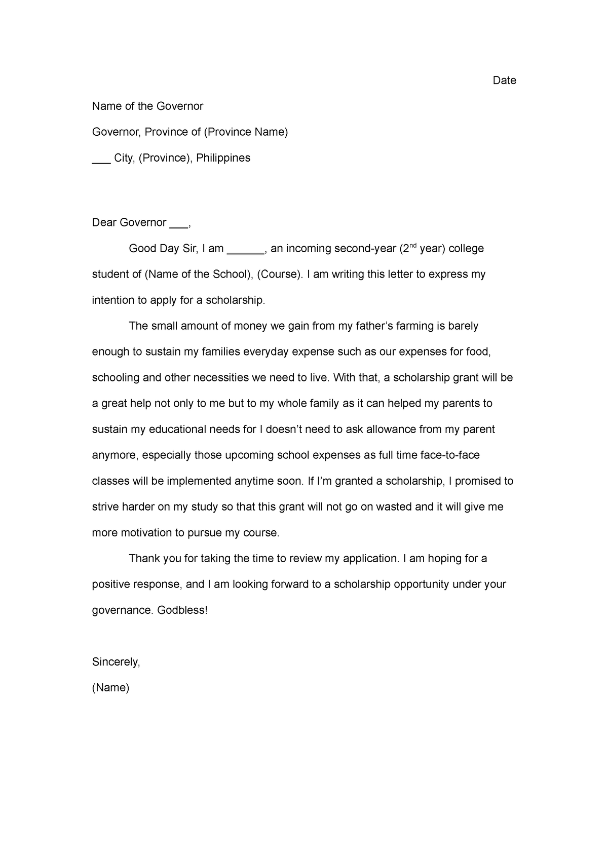 Sample Letter To Governor Asking For Help Fill Online, Printable