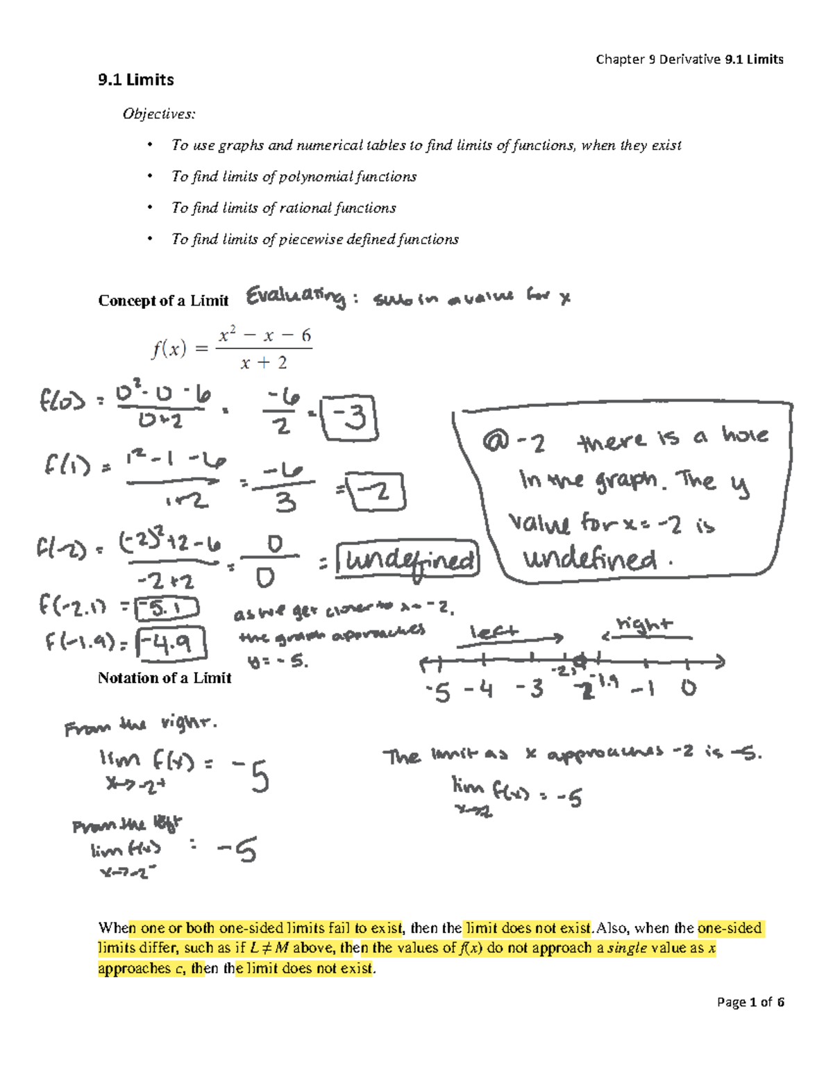 9.1 Limits Elizabeth Repsher 9 Limits Objectives To use graphs