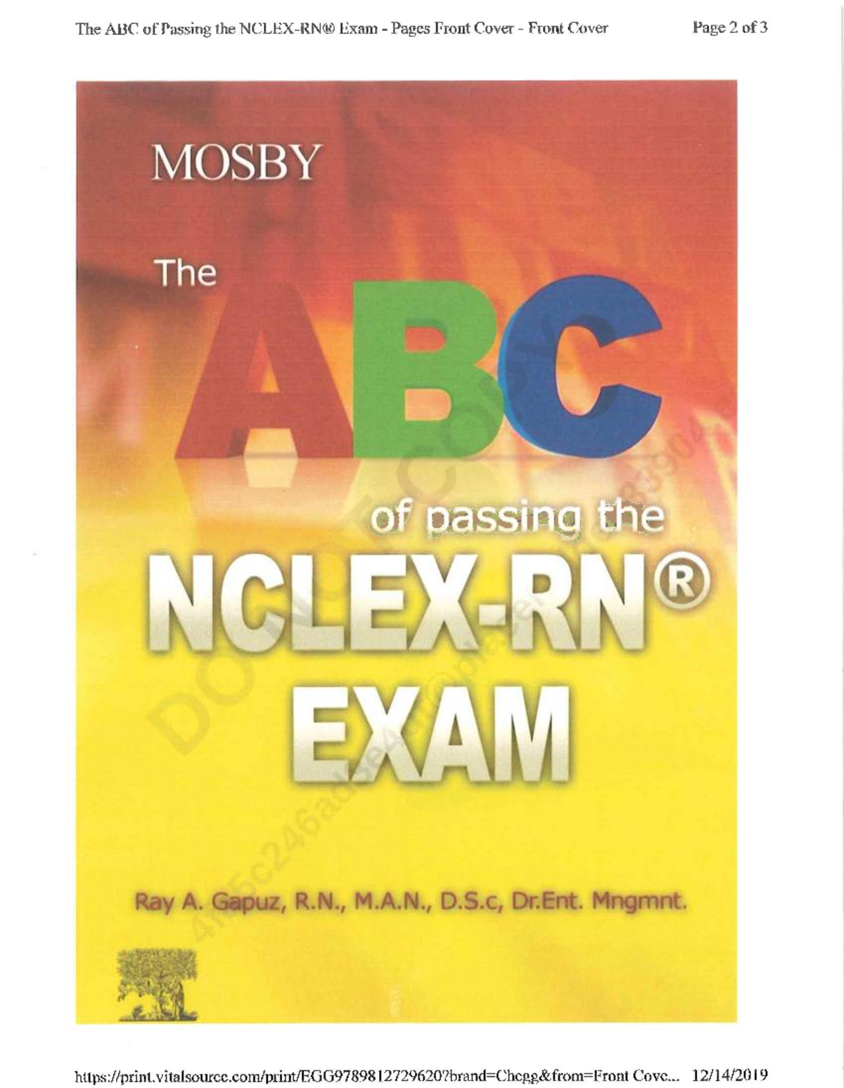 Mosby The ABC of Passing The NclexRN Exam RNSG 144162401 Studocu