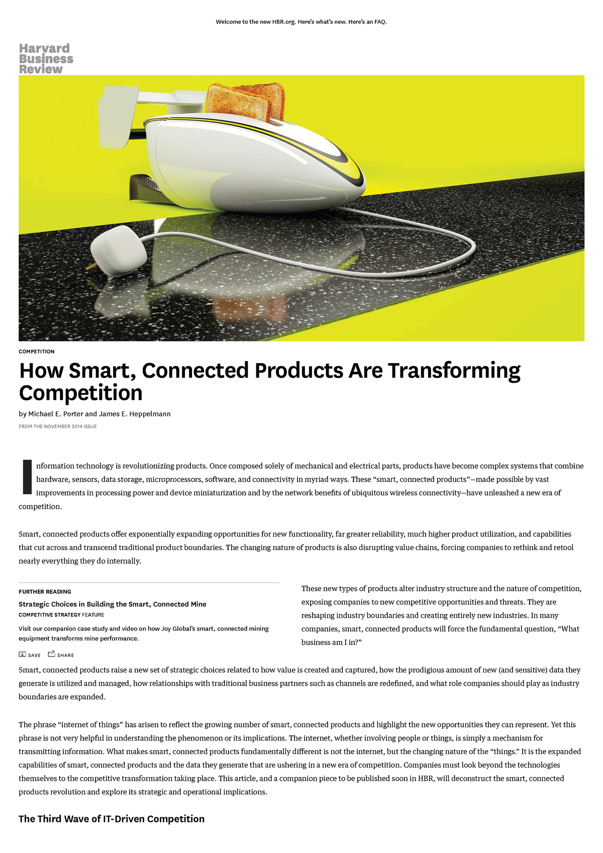 How Smart, Connected Products Are Transforming Competition