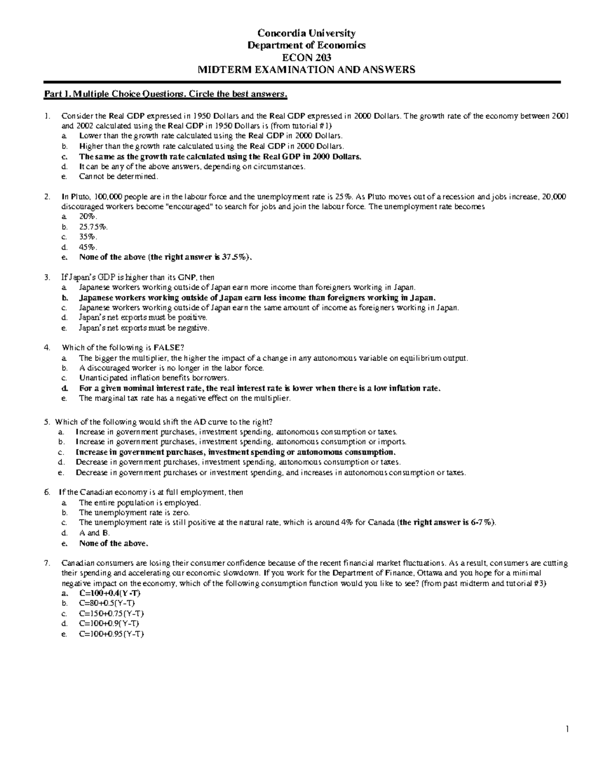 Exam 2013, Questions and answers - Concordia University Department of ...