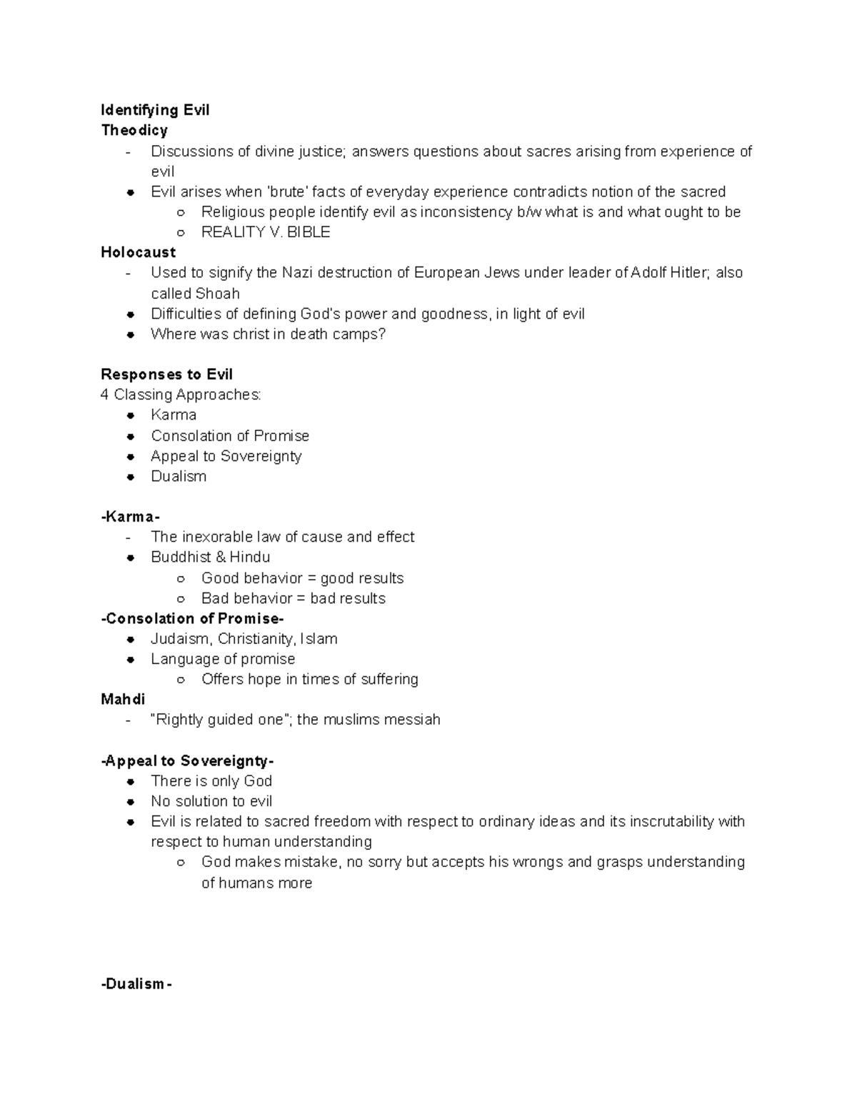 summary of dialogue on good evil and the existence of god