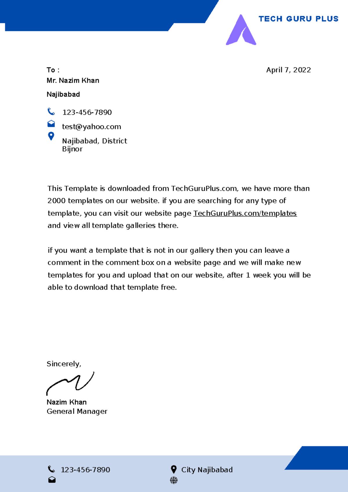 Letterhead Letterpad Design 1234567890 City Najibabad TECH GURU