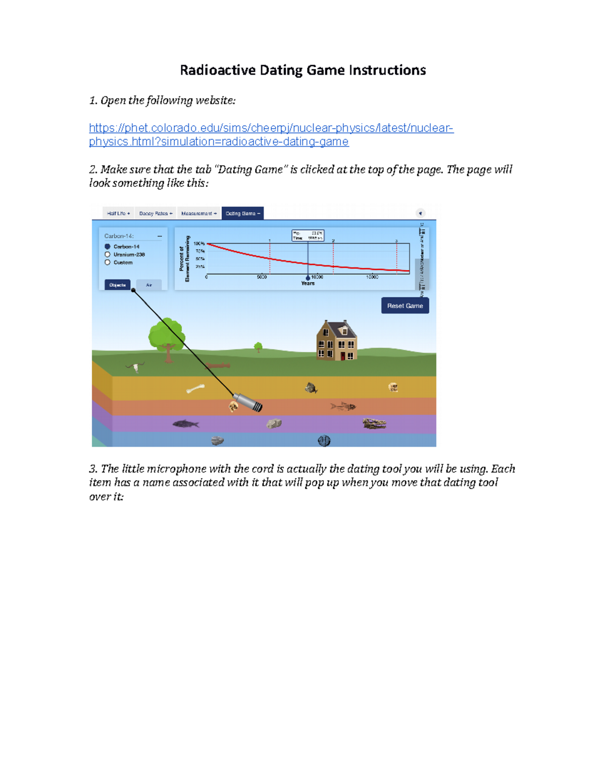Radioactive Dating Game instructions Radioactive Dating Game