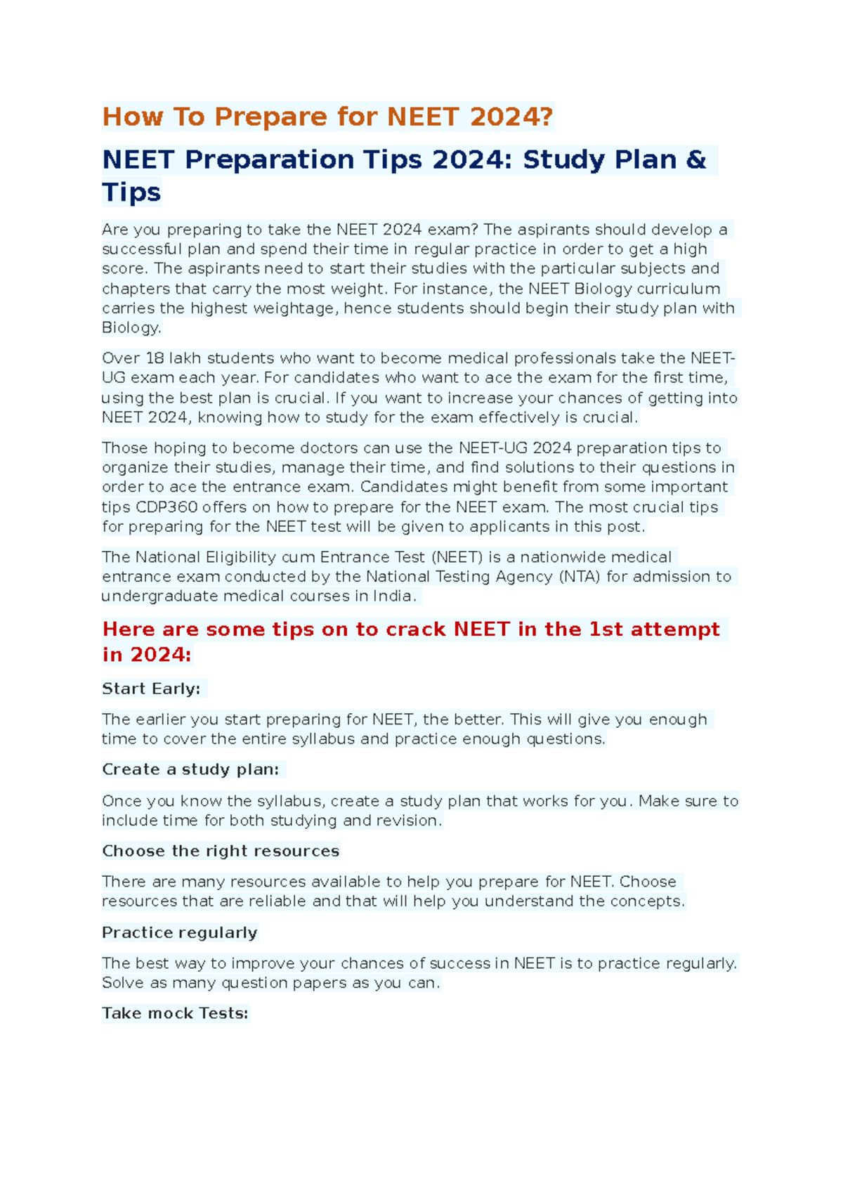 How To Prepare for NEET 2024 - The aspirants need to start their ...