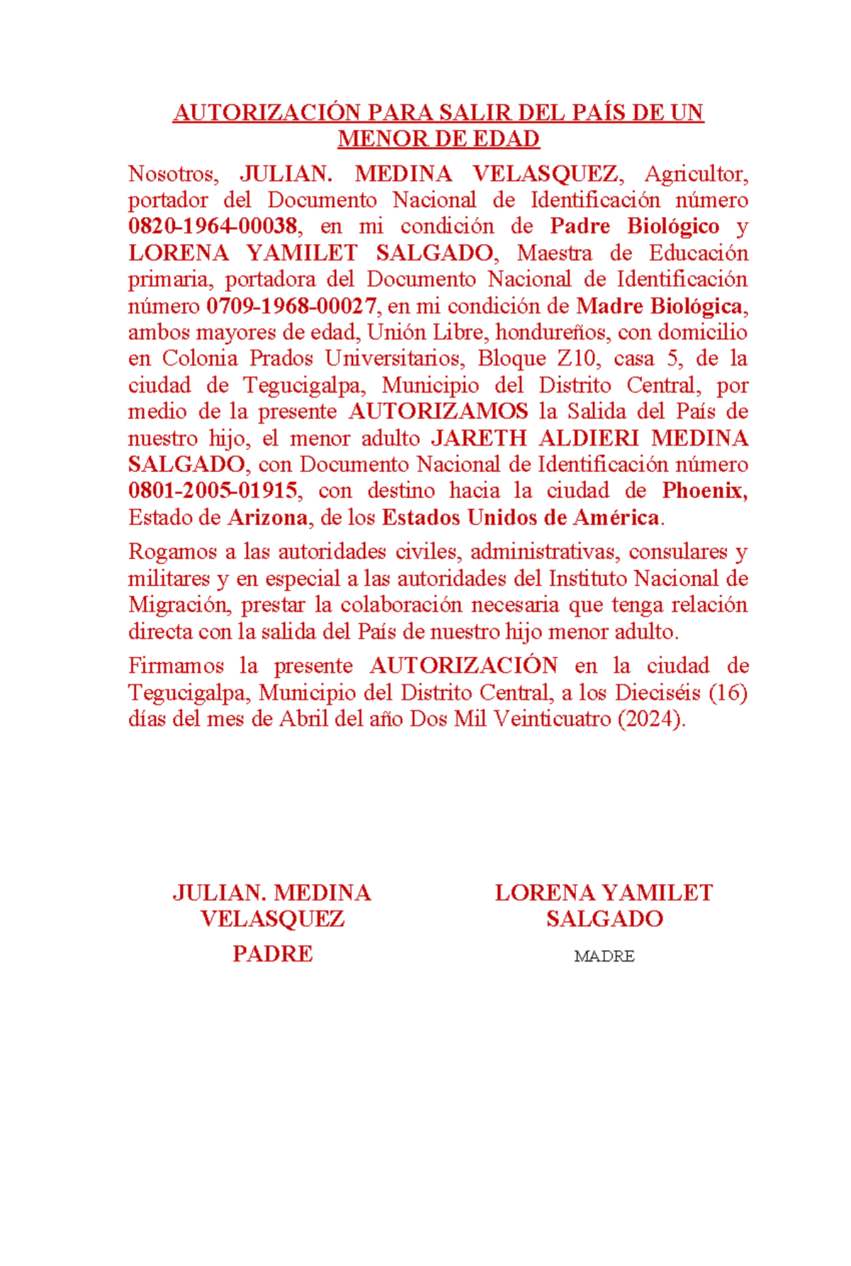 Autorizacion Para Salir Del Pais Un Menor De Edad Autorizacion Salir