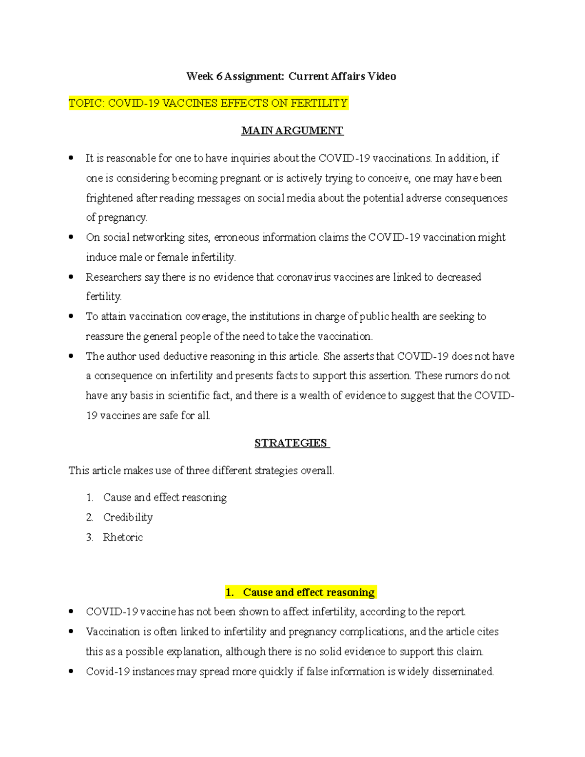 week 6 signature assignment current affairs video presentation