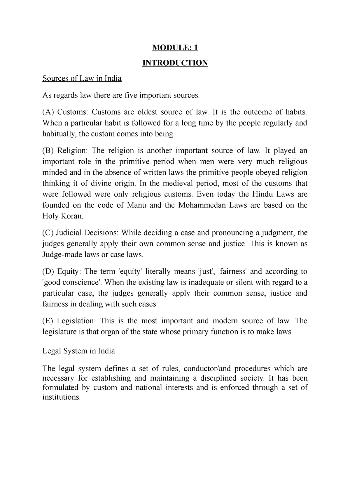 introduction-sources-of-law-in-india-business-law-uok-studocu